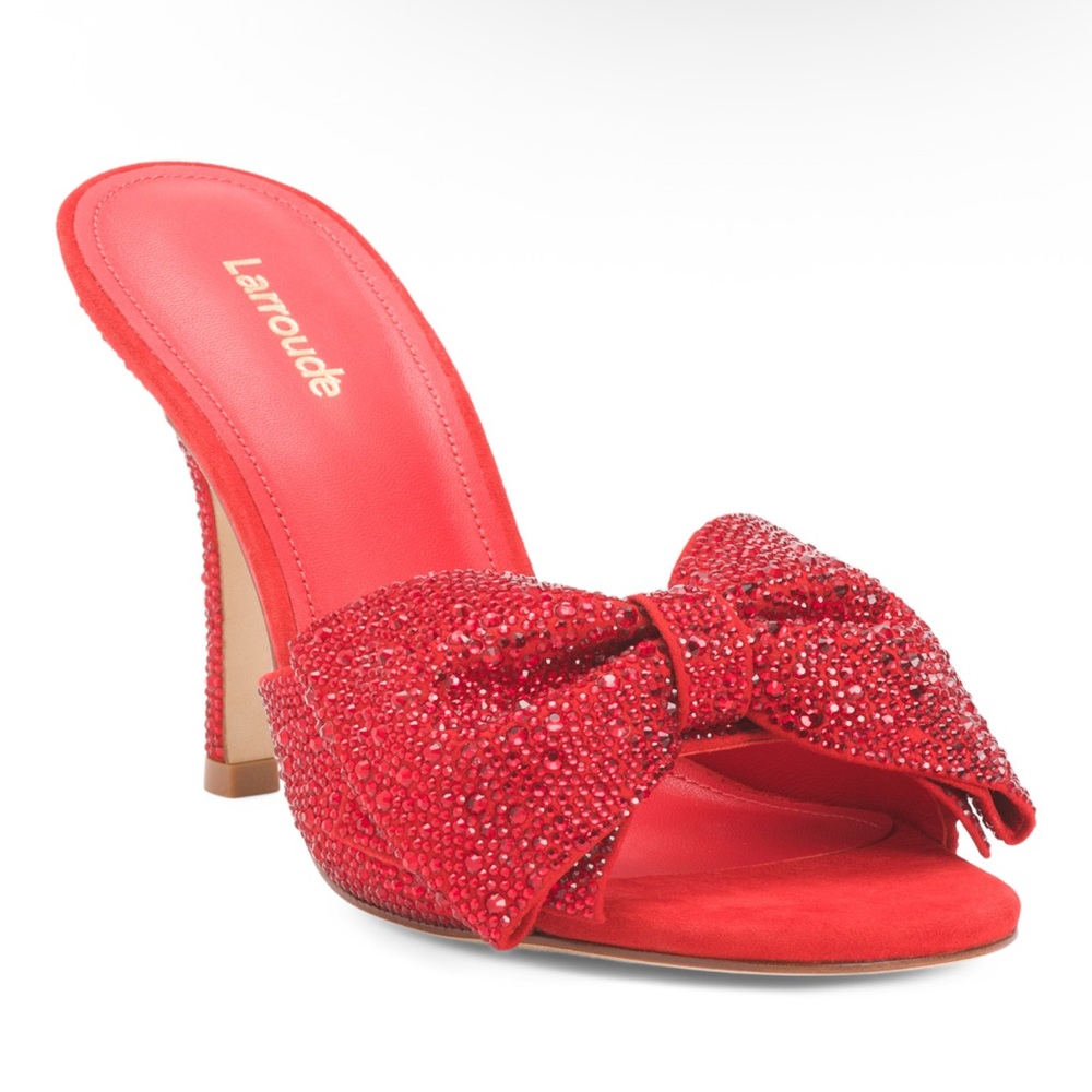 Larroude Red Crystal Bow Heels